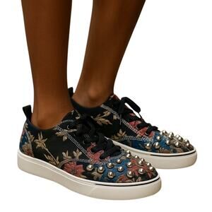 Zara Studded Jacquard Floral Sneakers EU 36 US 6 Statement Shoes